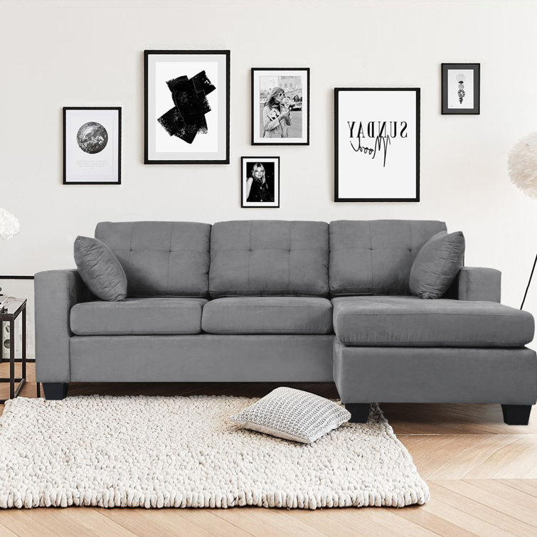 Latitude Run® Toftrees Modern Fabric Sectional Sofa In Grey, 3 Seats